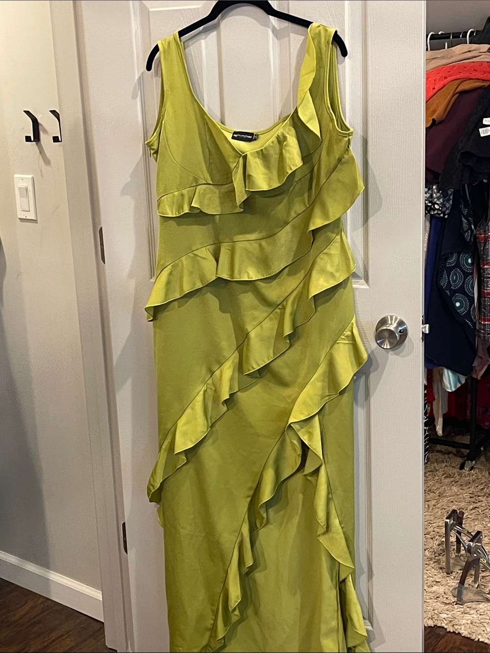 PrettyLittleThing Lime Ruffle Maxi Dress